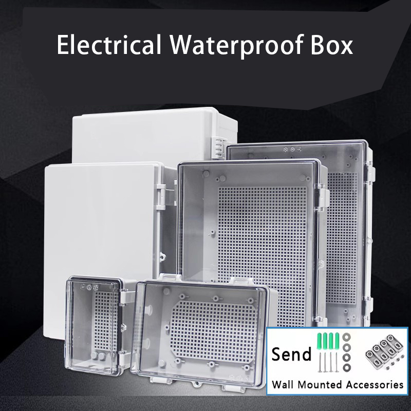 Outdoor Power Distribution Box - IP66 Waterproof Junction Box Gray/Transparent Electrical