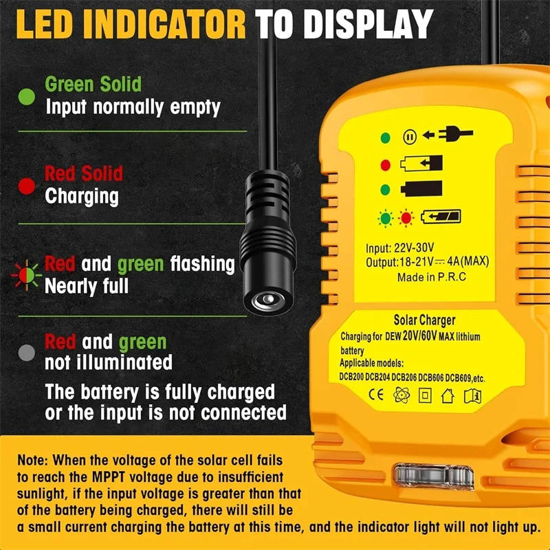 Outdoor Power Outlet - DC socket Solar Adapter for Dewalt