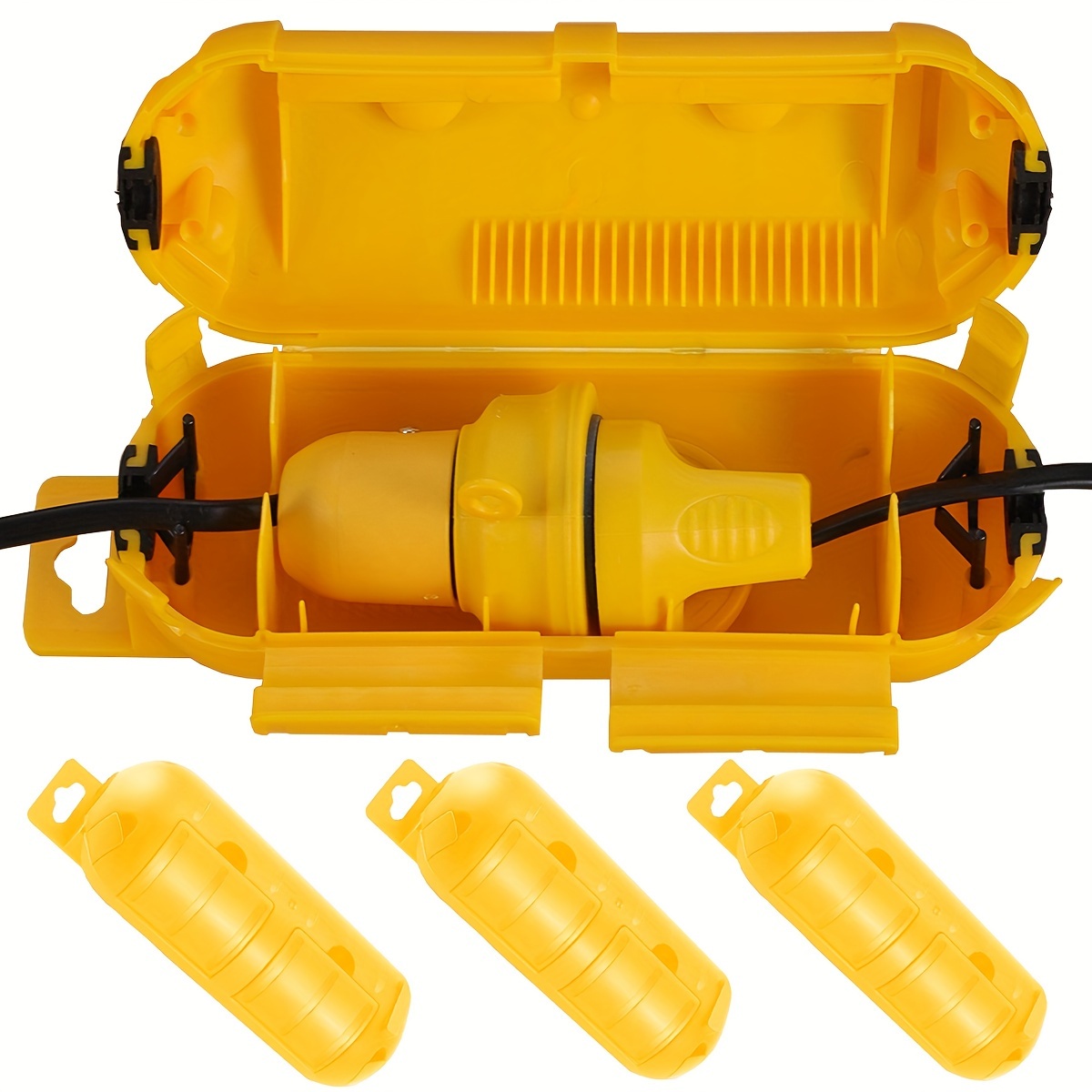 Outdoor Power Distribution Box - Extension Yellow Cord Safety Cover with