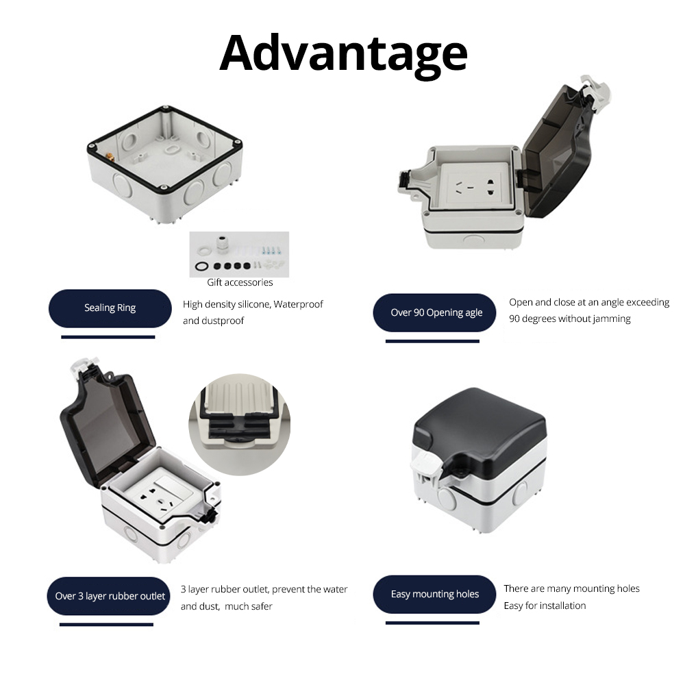 Wallpad IP66 Dustproof Waterpr - Outdoor Power Outlet ulasan dan harga