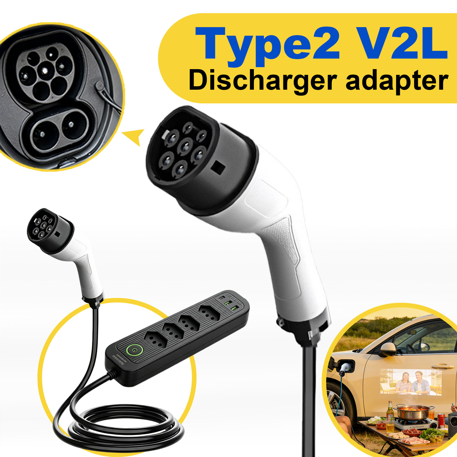 Type2 V2L Discharge Adapter 16 - Outdoor Power Outlet ulasan dan harga