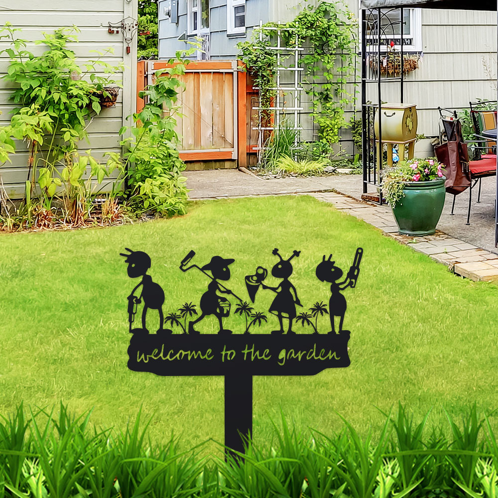1pc Metal Rustic Metal Ant Sil - Outdoor Power Stake ulasan dan harga