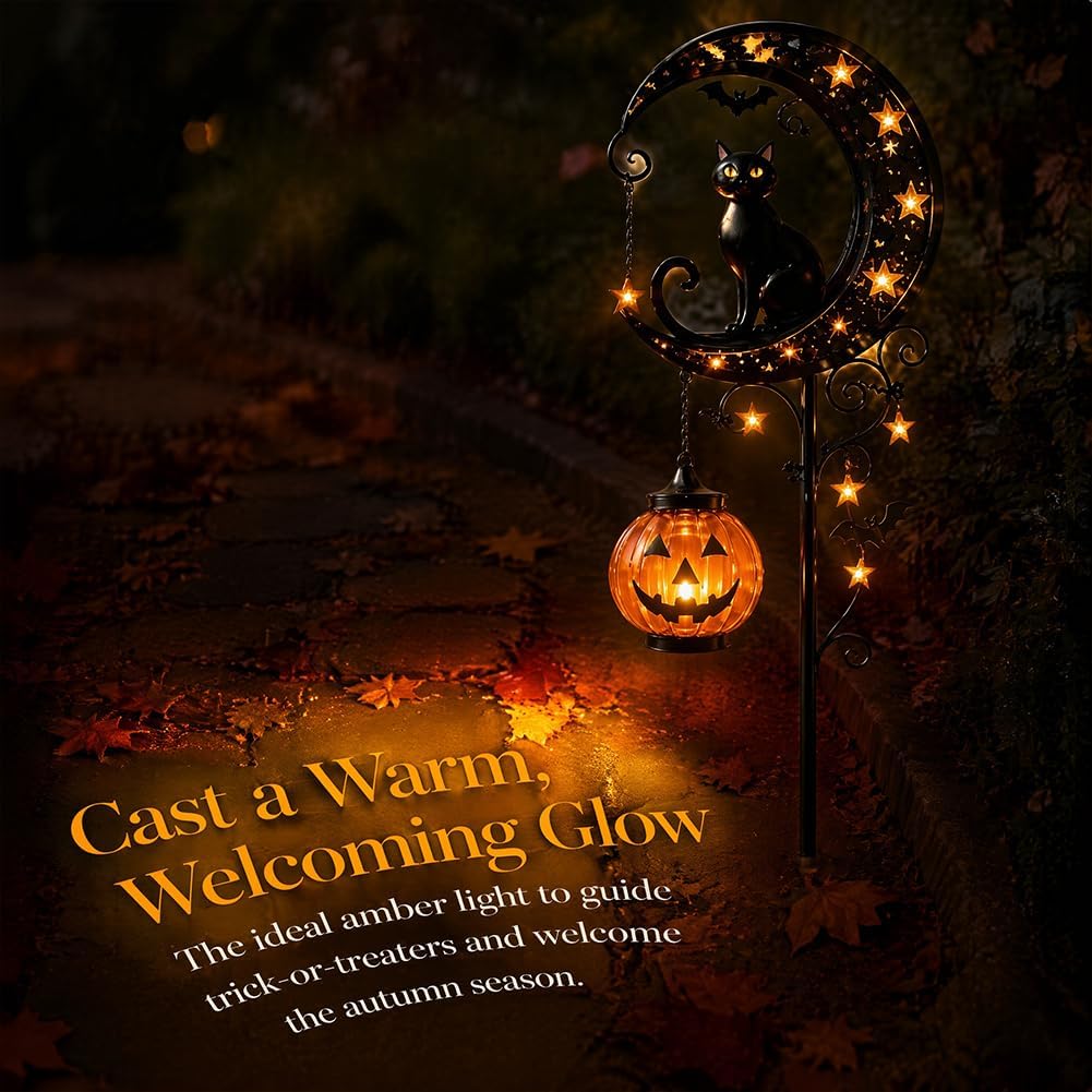 Solar Halloween Black Cat & Pu - Outdoor Power Stake ulasan dan harga