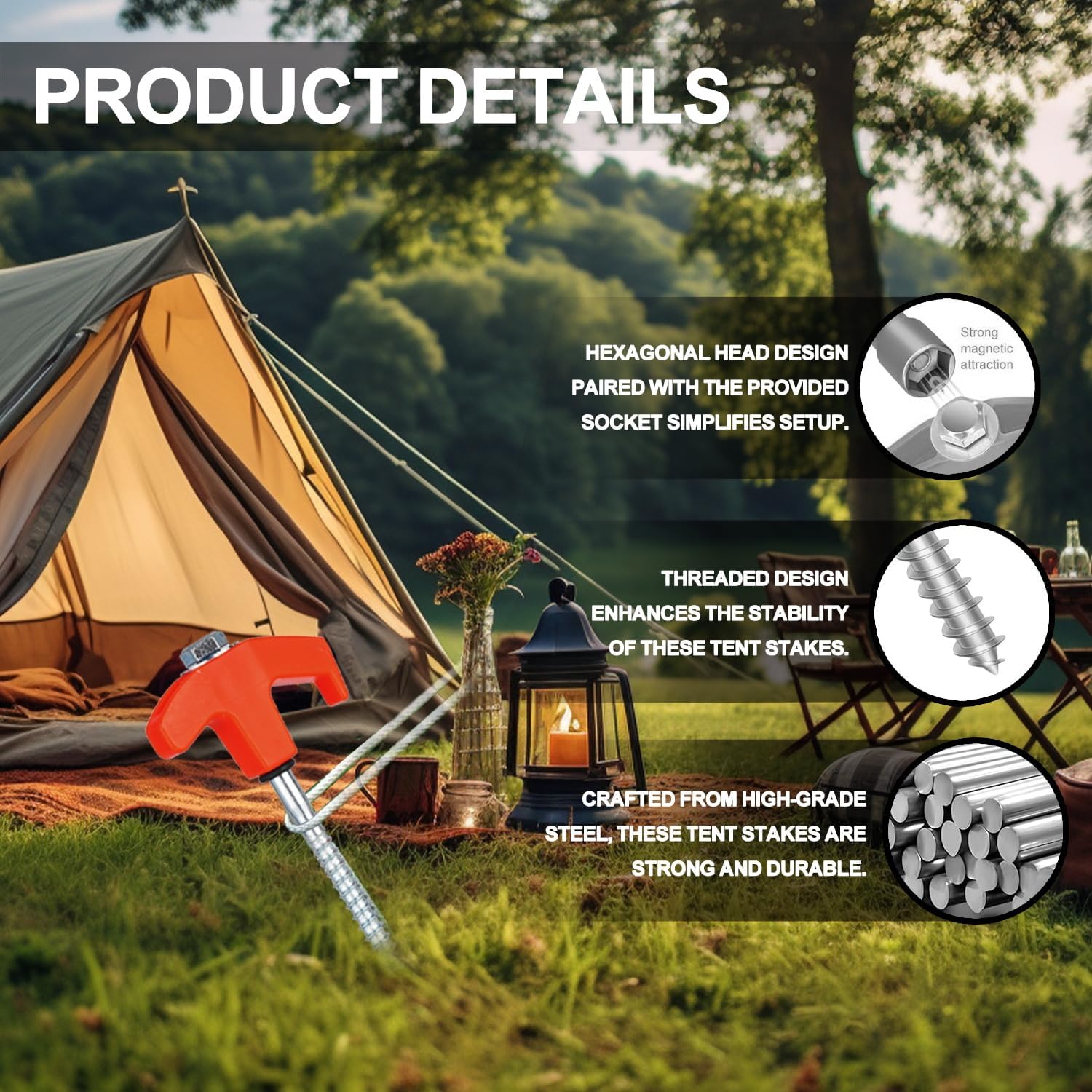 5/10pc Screw in Tent Stakes He - Outdoor Power Stake ulasan dan harga
