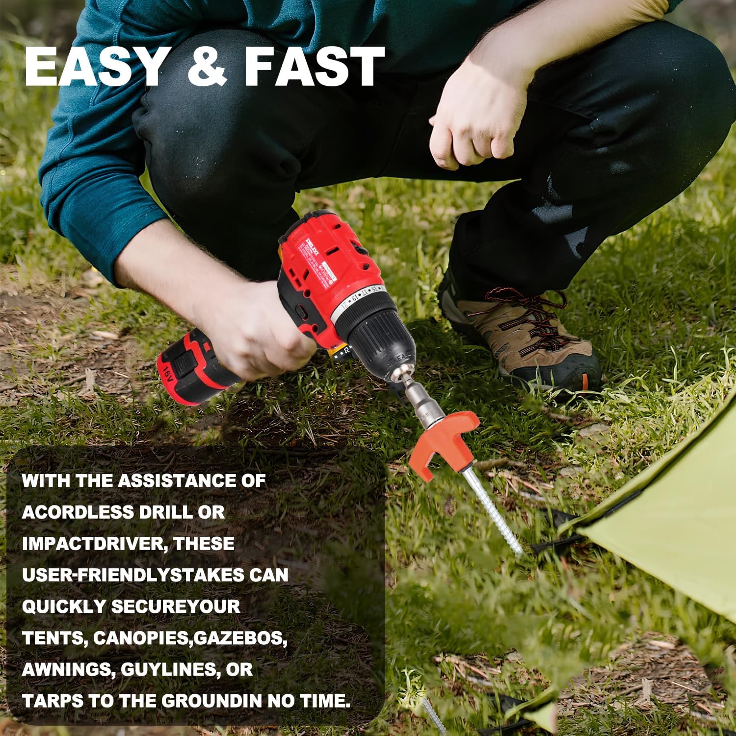 5/10pc Screw in Tent Stakes He - Outdoor Power Stake ulasan dan harga